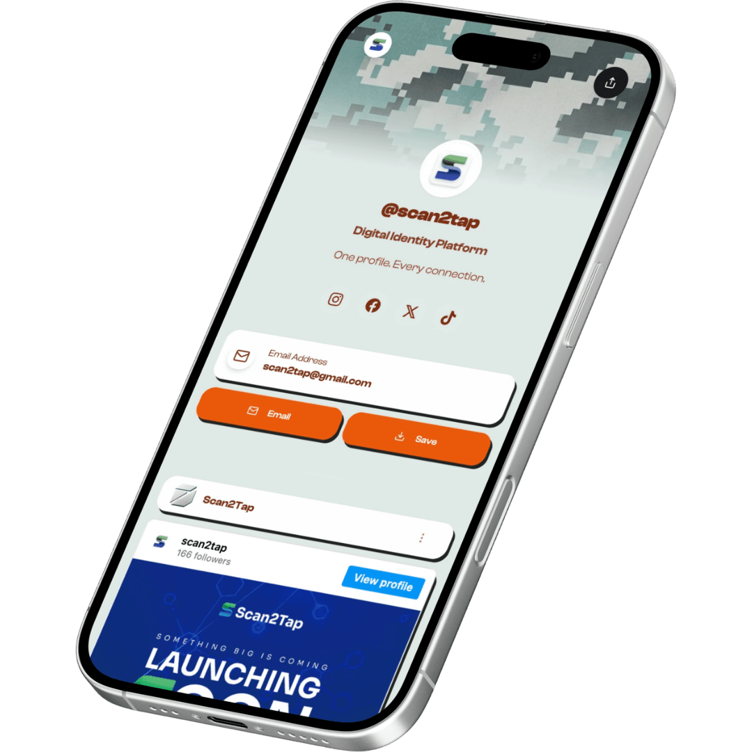 A Scan2Tap digital profile displayed on a phone