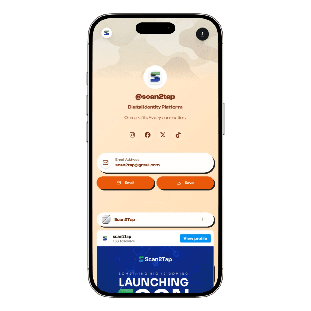 A Scan2Tap profile on a phone